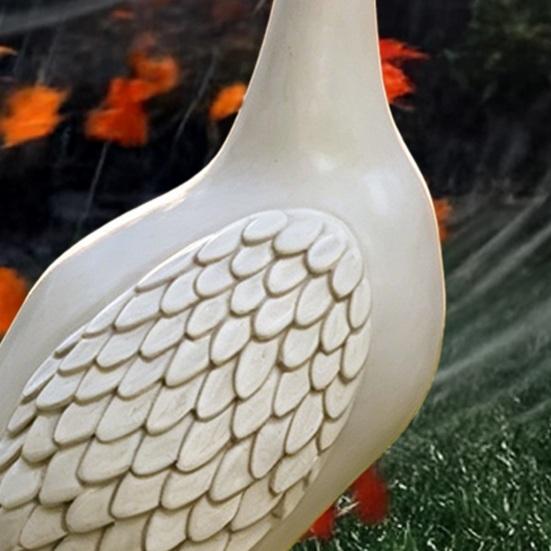 Large White Porch Goose Statue Ceramic Goose Figurine 17" Tall Animal Sculpture for Balcony Patio Garden Lawn Yard Decor