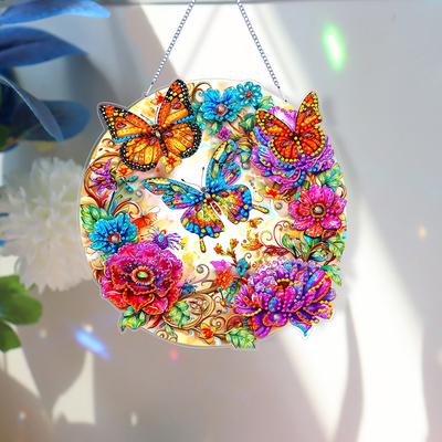 Double Sided Special Shaped Animal Diamond Painting Hanging Ornaments Kit Rhinestone Diamond Art Window Pendants for Beginner