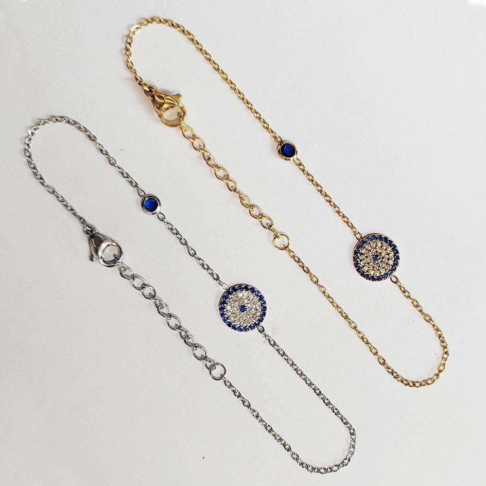 Evil Eye Circle Blue Eye Bracelet for Women Geometric Korean Style  Jewelry Supply