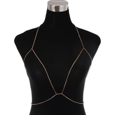 Sexy Diamond-encrusted Punk Metal Breast Chain, Women's Fashion Popular Multi-layer Rhinestone Body Chain