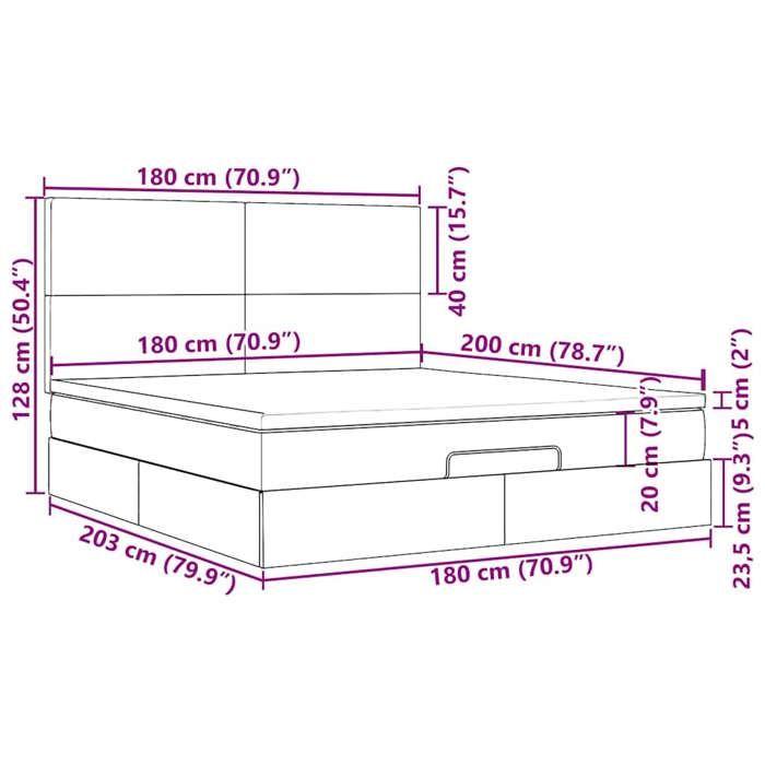 VidaXL Ottoman Bed Frames and Mattress Light Grey 180x200 Cm Fabric 3313092