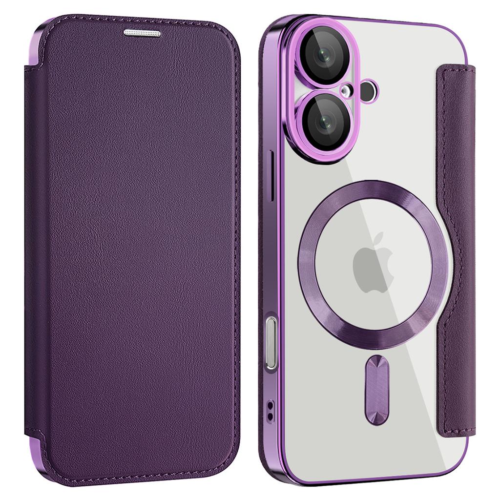 For iPhone 16 Magnetic Case RFID Blocking Leather Phone Cover
