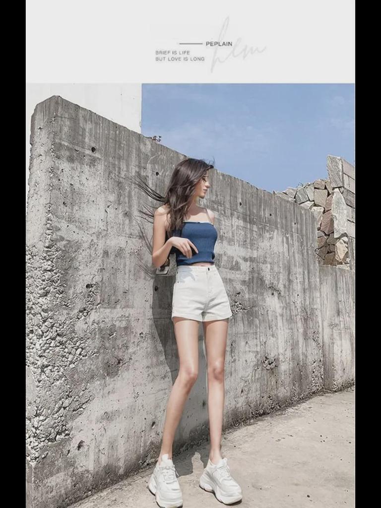 2021 Summer High-Waist White Denim A-Line Shorts for Women – Loose, Slimming Fit