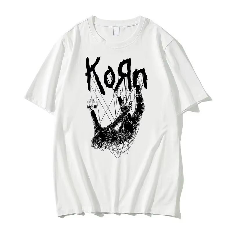Amerikanischer Sänger Rockband Korn Print Grafik T-Shirt Sommer Kurzarm T-Shirts Tops Streetwear Lässiges T-Shirt Leichte Atmungsaktive Kleidung