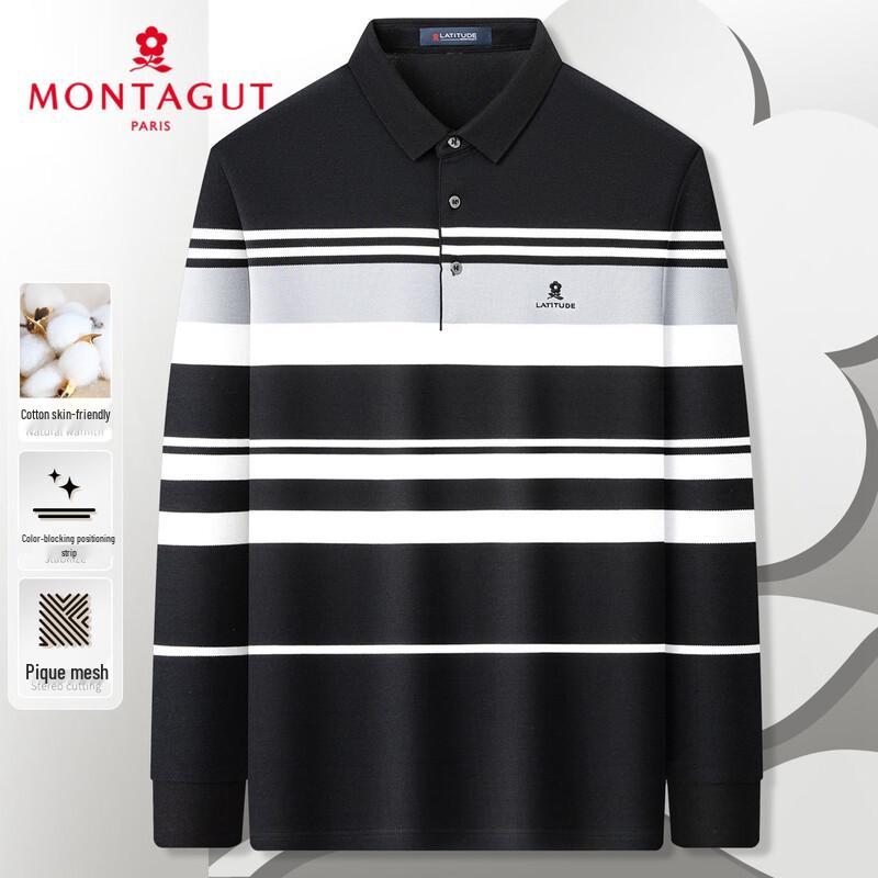 MONTAGUT Men s Business Casual Long-Sleeve Polo Shirt 54