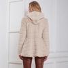 European & American Women's Faux Fur Hooded Coat - Solid Color, Warm Mid-Length for Autumn/Winter 2022