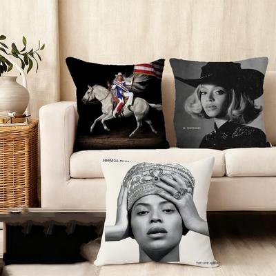 Kissenhülle seidiger kurzer Plüsch Home Sofakissenbezug - Verdeckter Reißverschluss Heimdekoration Beyonce Sänger Album