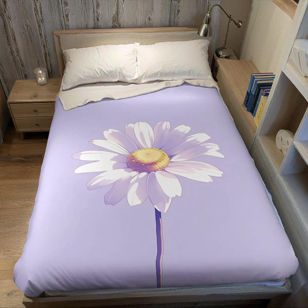 Lavender Daisy Glow Flannel Blanket Warm Soft Halloween Christmas Couch Warm Cozy Decorative Decor Gift for All Season