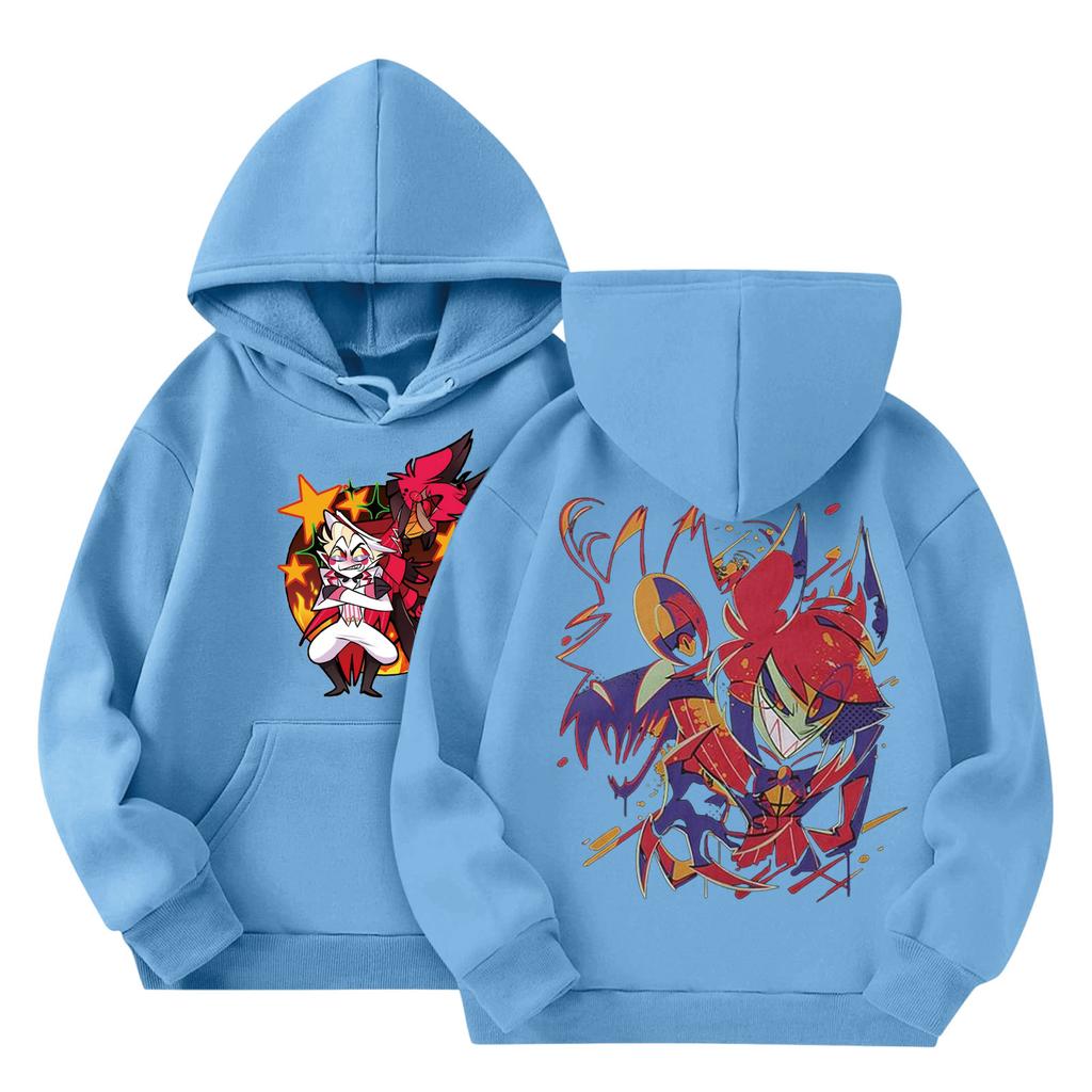 Child Fashion Lightweight Long Sleeve Pullover With Pockets Print Hoodie