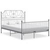 VidaXL Bed Frames Slat Base Double Bed Adult Slat Frame Bedroom Home Interior Grey Metal 160x200 324855