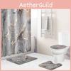 Marble Pattern Shower Curtain With Waterproof Durable Polyester For Comfortable Bathroom Use