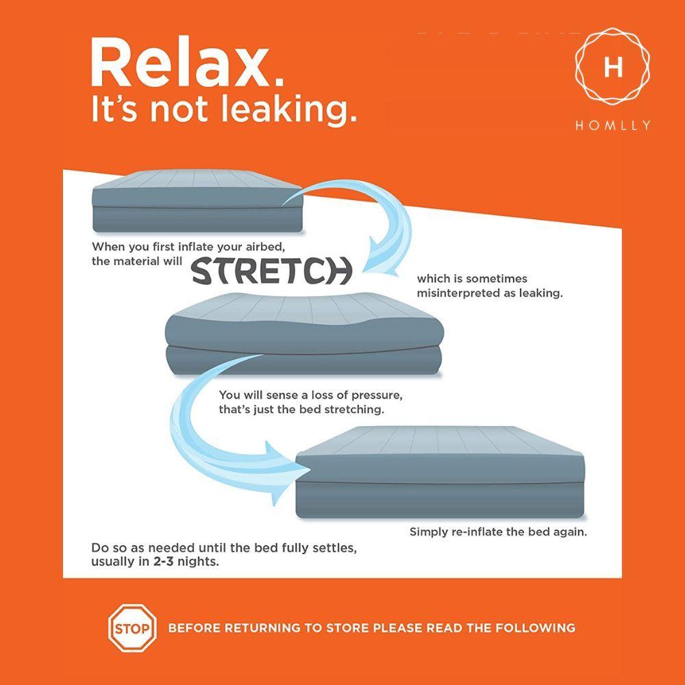 Homlly INTEX Dura-Beam Deluxe Air Inflated Mattress with Auto Built-In Electric Pump inflatable air mattress with pump