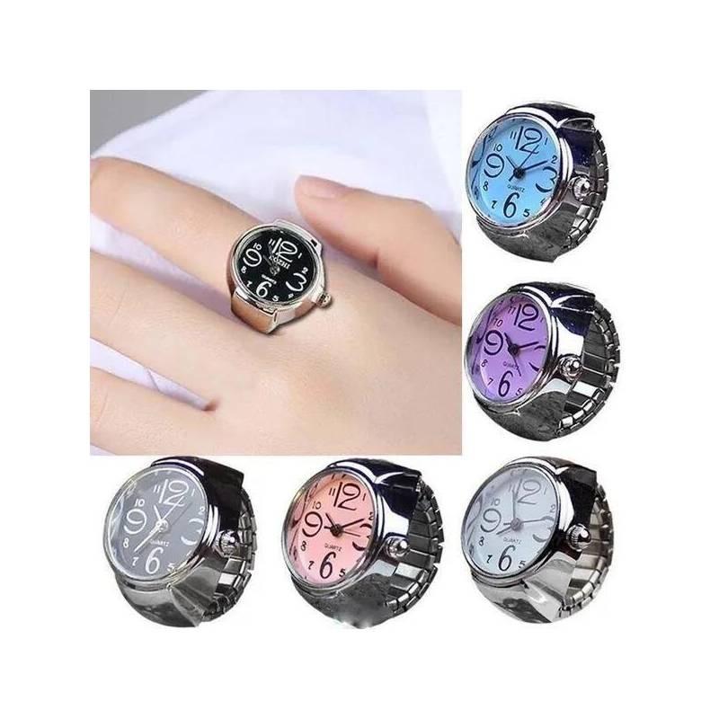 Fashion Creative Steel Round Elastic Quartz Finger Ring Watch Lady Gift Girl