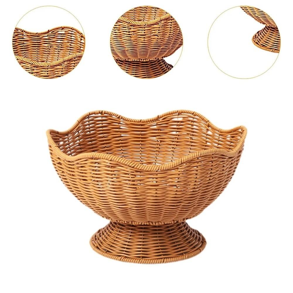 Multipurpose Fruit Basket Traditional Style Open Top Vegetable Basket Hand Woven Natural Rattan Storage Basket