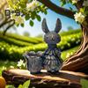Easter Bunny Figurine Resin Cartoon Rabbit Statue Animal Sculpture Home Office Indoor Outdoor Garden Decoration Ornament
