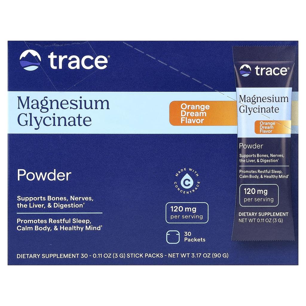 Trace, Glycine Magnesium Powder, OrangeDream, 30 Packets, 3g (0.11oz) Each