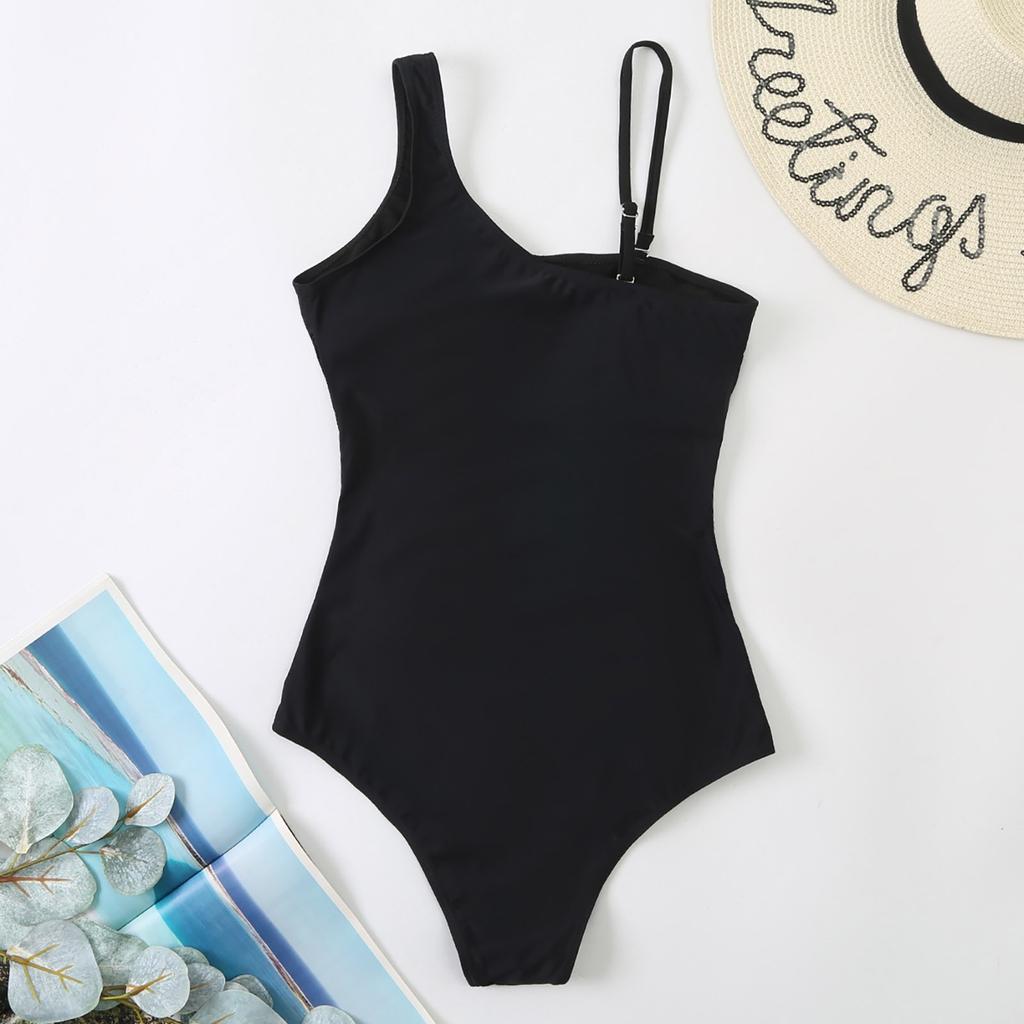 Women's Fashion Splicing  Mesh Spaghetti Straps  Bikini Swimsuit With Slanted Shoulder