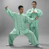 Chinese Traditional Tai Chi Suit Kung Fu 2Pcs/Set Unisex Button Placket Shirt Loose Solid Color Wear Men Clothes