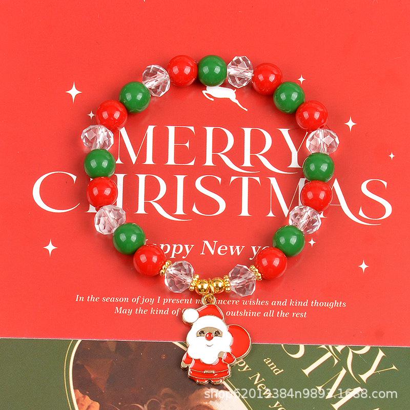 Holiday Beaded Letter & Christmas Tree Bracelet Set - European & American Style