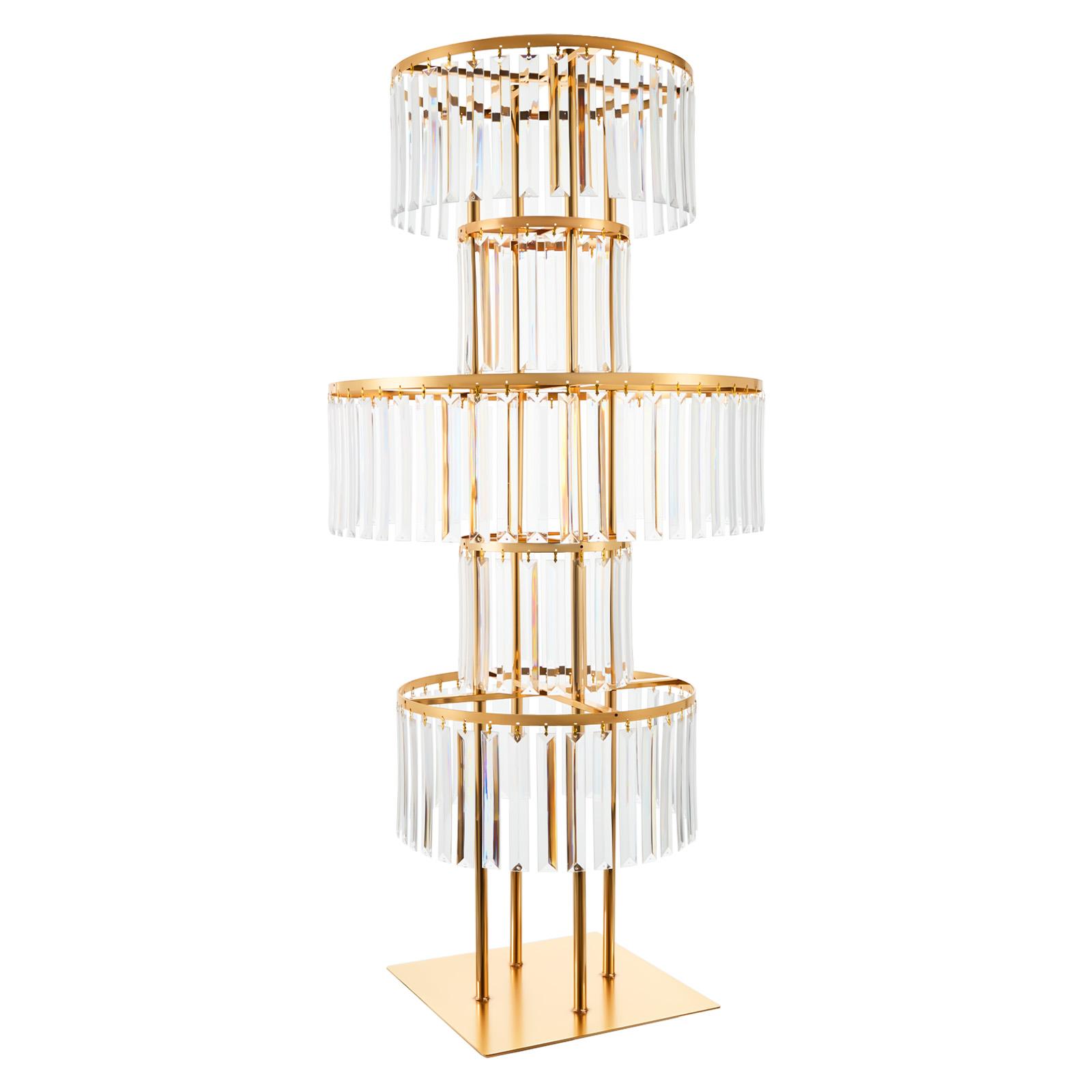 

5-ярусная акриловая подставка для цветов золотого цвета, центральный элемент для свадьбы, современная напольная витрина для украшения вечеринки, дня рождения, банкета