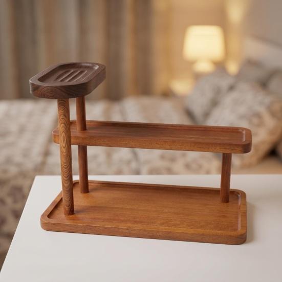 Desktop Display Stand Solid Wood Rack Stable Structure Versatile Organizer Simple Style Office Storage Bracket