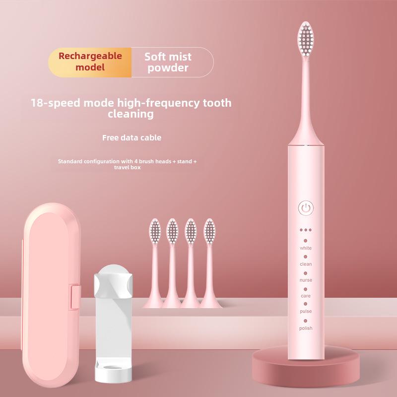 Unisex dobíjecí ultrazvukový elektrický zubní kartáček s měkkými štětinami pro domácnost i cestování