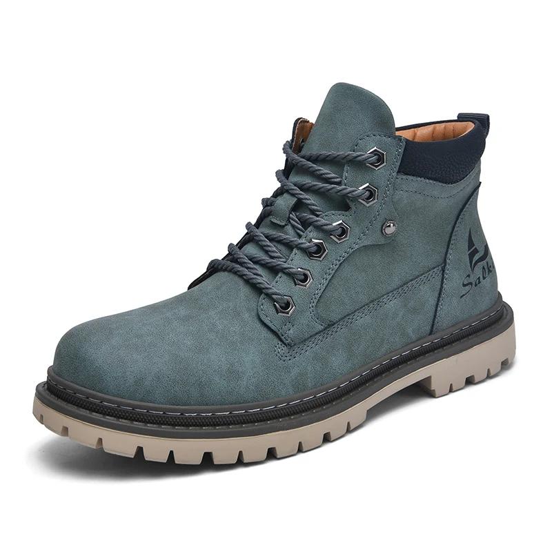 Heißer Verkauf Herrenstiefel Handgefertigt Echtes Leder Knöchelhohe Stiefel Winter Leder Schuhe für Herren Outdoor Hohe Wanderstiefel Sneaker