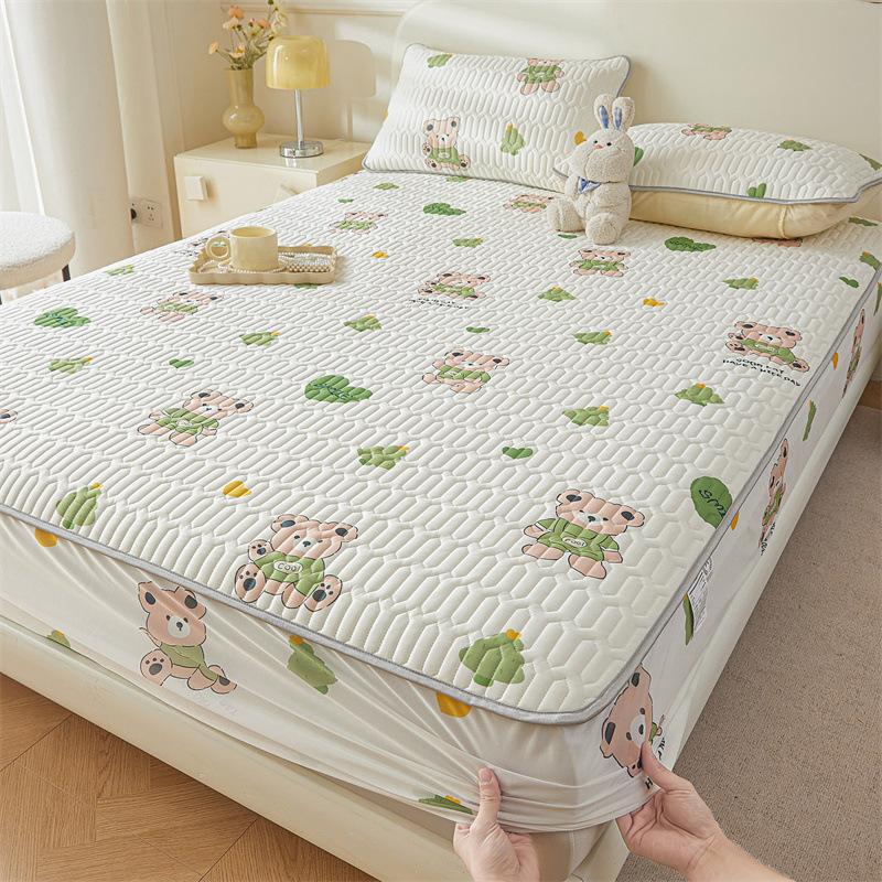 Cartoon Cute Pattern Cooling Fitted Sheet Single Natural Latex Fabric Soft Cushion for Bedding Slow Rebound Non-Slip Mattress
