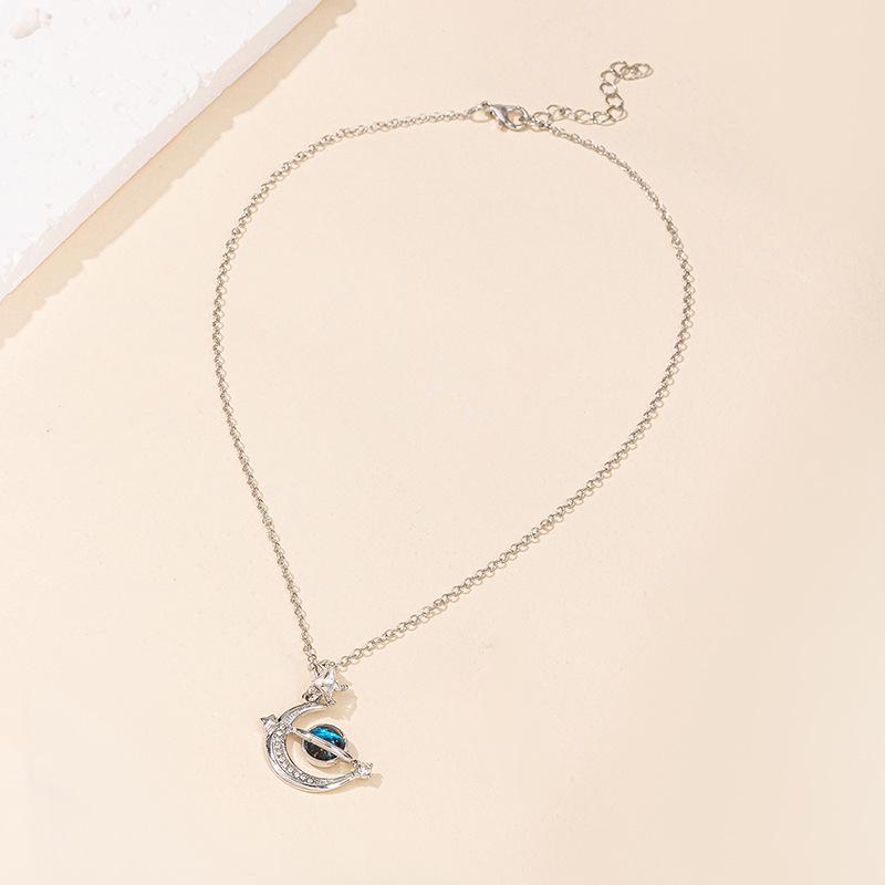 2024 Autumn Rhinestone Star & Moon Pendant Necklace for Women