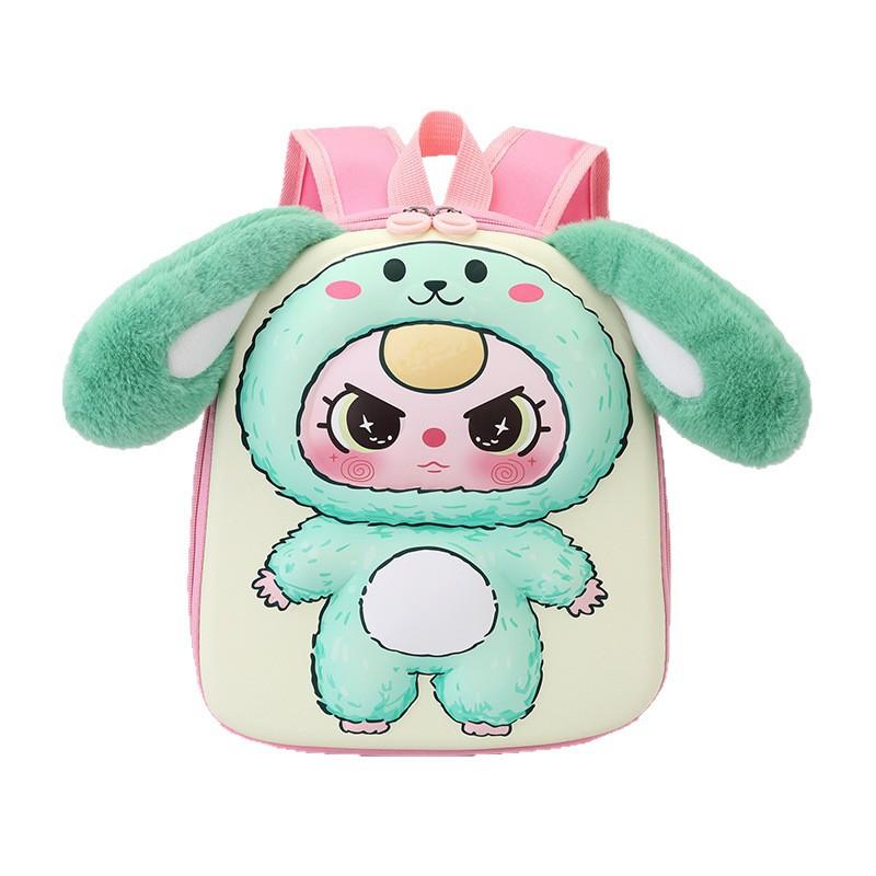 2025 Spring New Cute Cartoon Children Schoolbags Adorable Big Ears Plush Doll Kid's Backpack Ultra Light Kindergarten 3-6 Years Old Baby Girl Book Bag