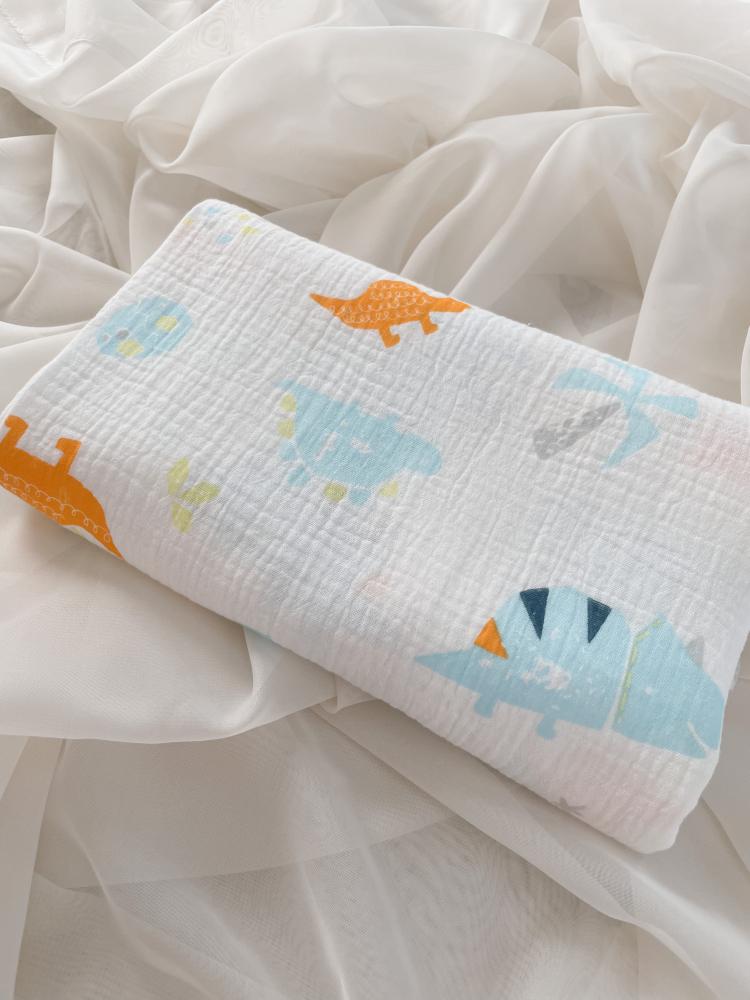 Muslin Fitted Sheet for a Crib 120*60 (dino)