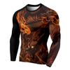 Maglietta girocollo da uomo con stampa 3D, motivo drago, stampa 3D, autunno, casual, a maniche lunghe, oversize, alla moda