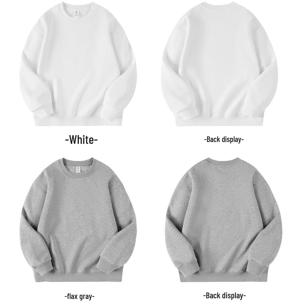 2025 Fleece-Lined Drop Shoulder Cotton Sweatshirt - Thickened Round Neck Workwear with Logo