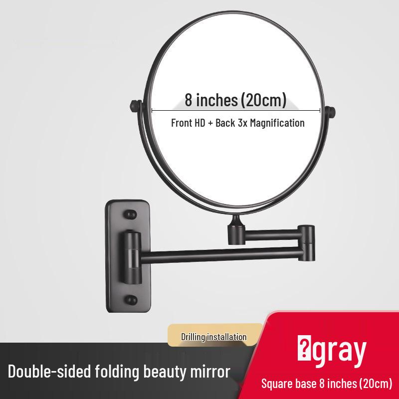 Wall-Mounted Folding Lighted Makeup Mirror for Bathroom or Dormitory