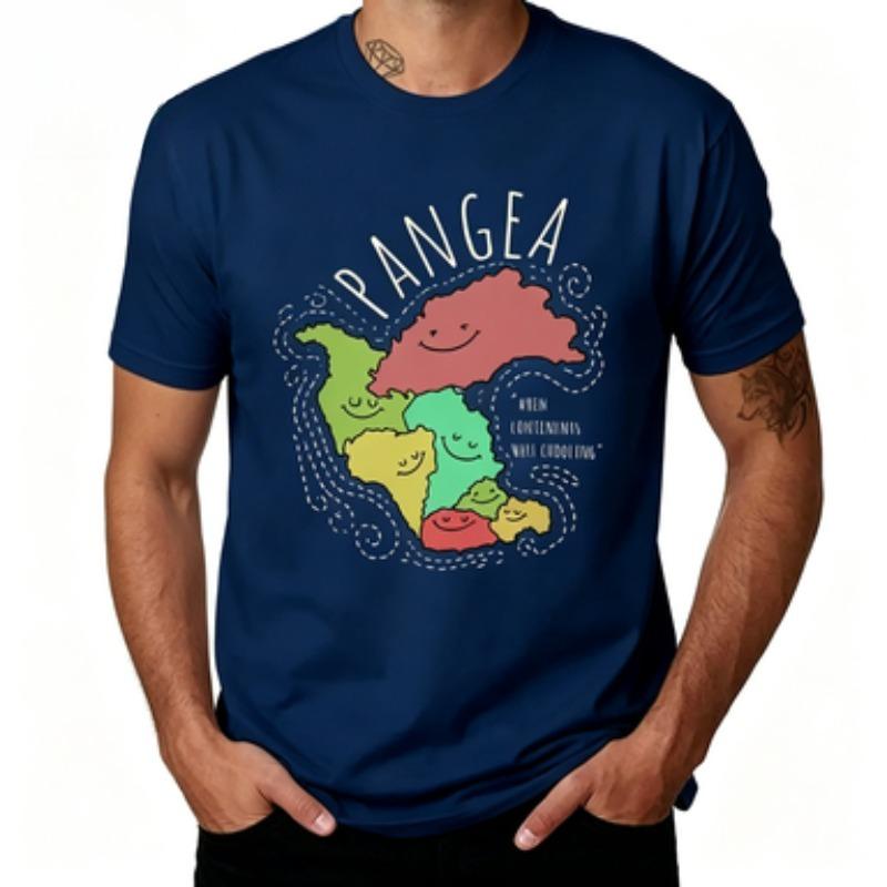 Unisex 100 Cotton Pangea Cartoon Graphic Tshirt Funny Geology Slogan Print Casual Science Lover Male Short Sleeve Cotton Tees
