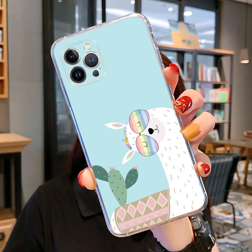 Cartoon Lama Phone Case For iPhone 15 14 11 12 13 Mini Pro XS Max Cover 6 7 8 Plus X XR SE 2020 Funda Shell