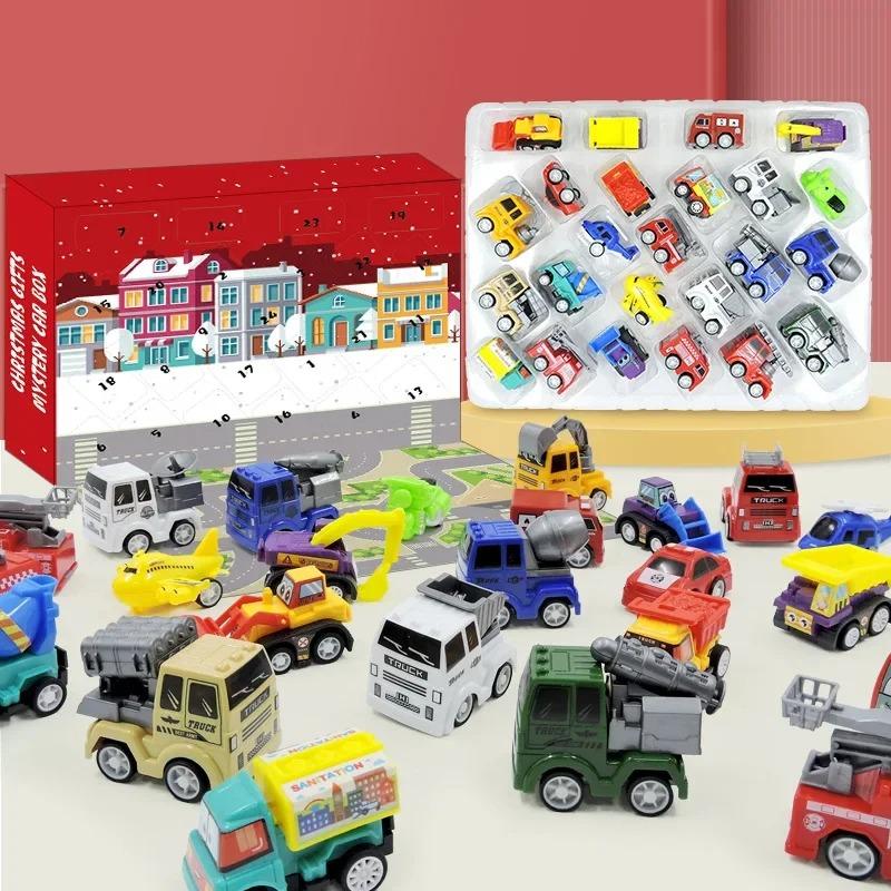 24 Days Christmas Advent Calendar, Car Toys Engineering Fire Truck Car Toys 2025 Countdown Calendar, Gift Box for Kids