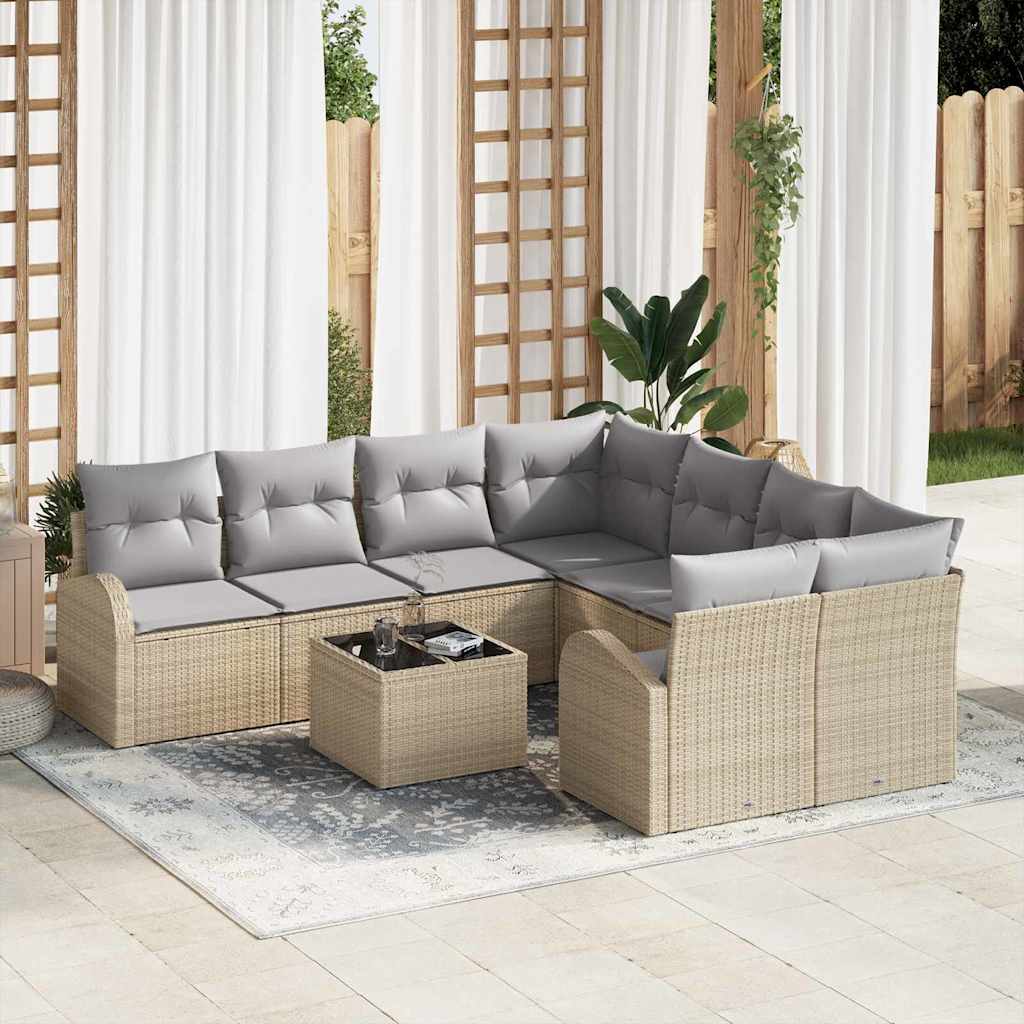 Garden Sofa Set Beige 55 X 55 X 37 Cm Poly Rattan