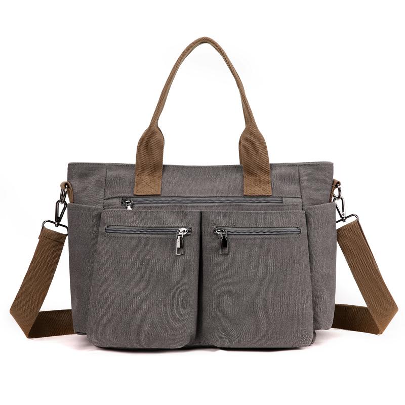 Dámská všestranná plátěná taška tote - Velkokapacitní crossbody batoh na cestování, nakupování a do kampusu