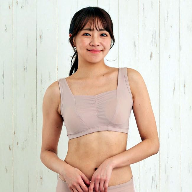 VENEX Recovery Made in Wireless Shirred Bra with Size 8780 Wear, Japan, Pads, Women's, Mocha, L,