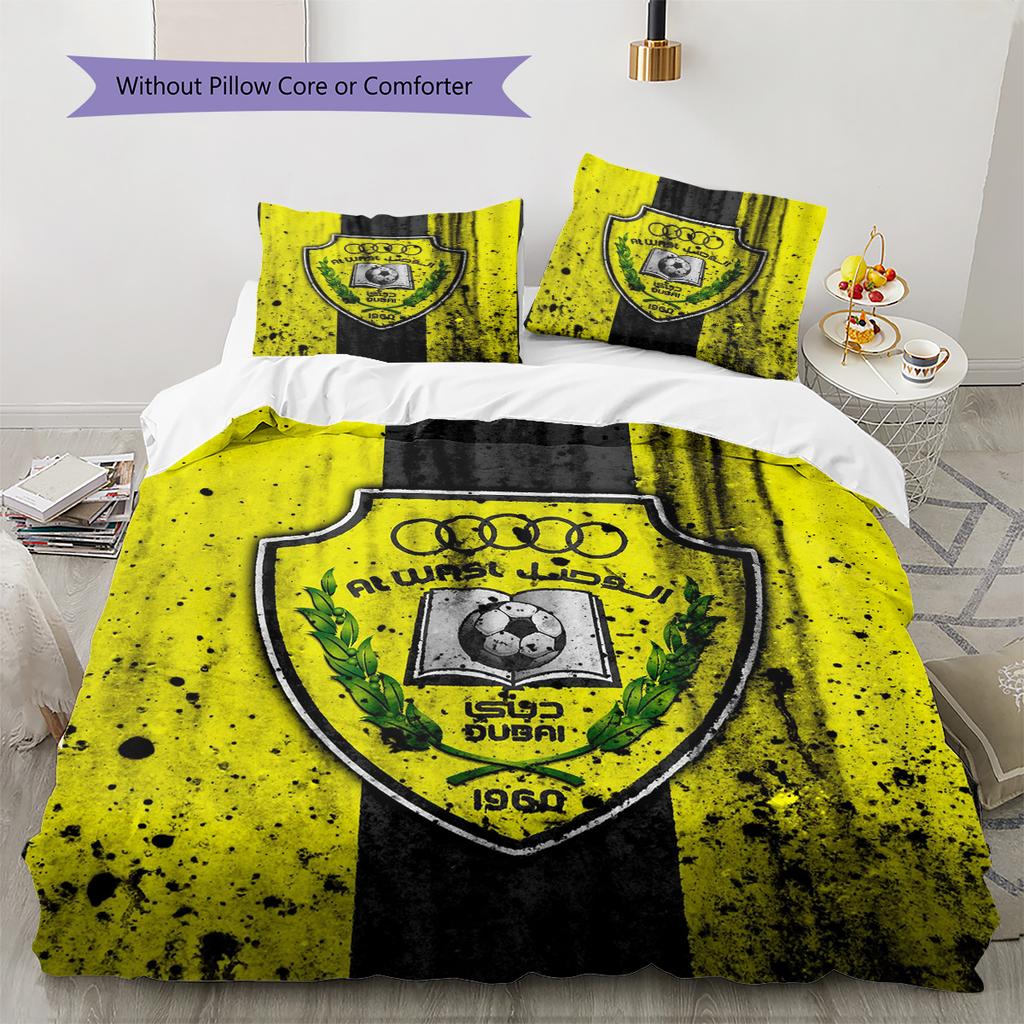 Al Wasl Football Club Pattern Bedding Quilt Set Home Decoration Gift (1 * duvet cover + 2 * pillowcase without core)