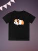 Round Neck Printed Pattern Pullover Short Sleeve Kids Tops Guinea Pig