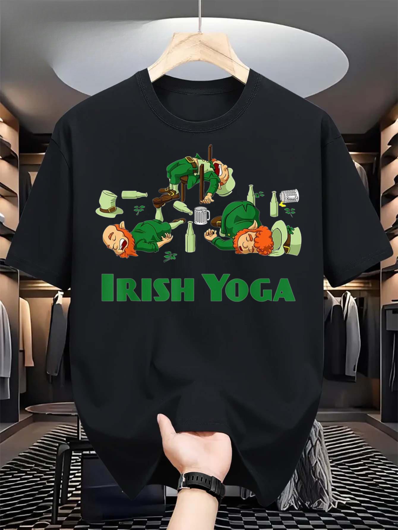 Men s St. Patrick s Day T-Shirt - Irish Yoga Graphic Tee with Lucky Strawberry M