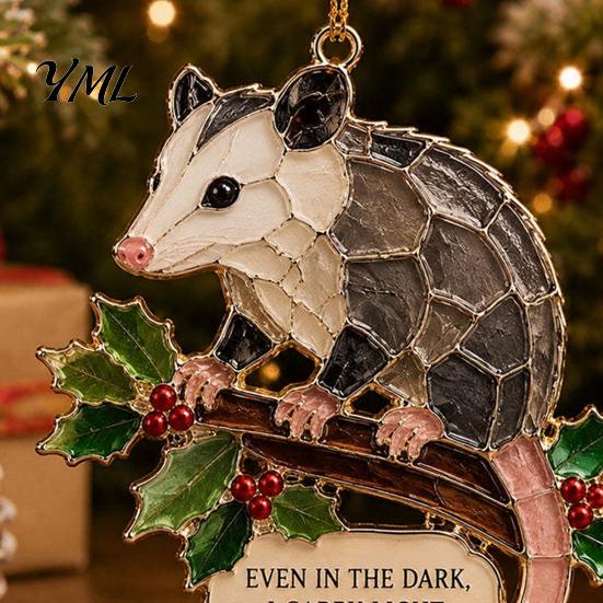 Decorative Ornaments for Fireplace Faux Stained Glass Christmas Ornaments, 2D Hummingbird Dachshund Highland Cow Tree Hanging Decorations Decoration