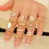 Trendy 13-Piece Geometric Ring Set In Luxe, Versatile Style