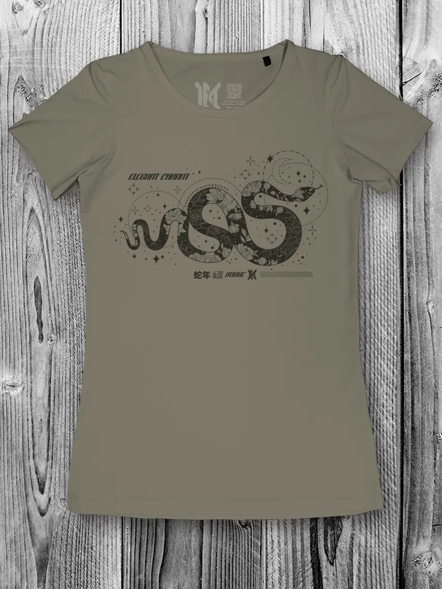 Women s T-shirt with Snake print 2025 for the New Year L