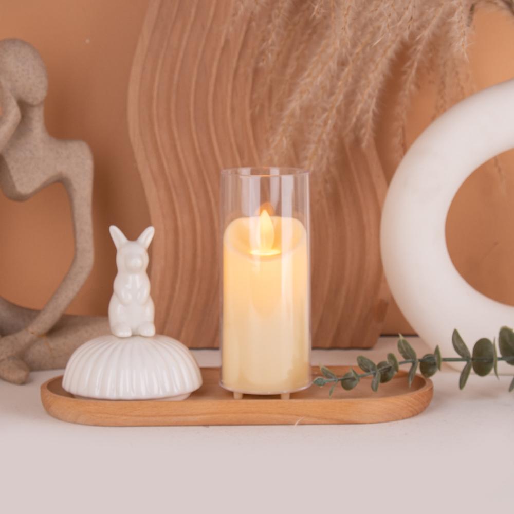 Glass-Covered LED Flameless Candles with Wavy Top Set