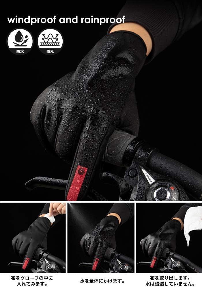 Gorix Cycling Cold Smartphone Fleece Lining and Size Black Gloves, Winter, Weather, Waterproof, Compatible, Windproof, Warm, (GW-TF3), Men's Women's,