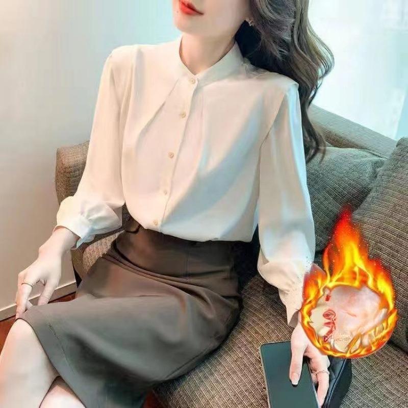 Women's Chiffon Shirt, A Fashionable and Stylish Top for Spring and Autumn, A Niche Fleece Shirt with A Sense of Design