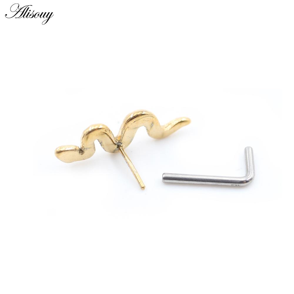 Alisouy 1 pièce G23 titane sans filetage torsadé serpent nez anneaux piercing oreille septum daith captif tragus clous d'oreilles bijoux de corps